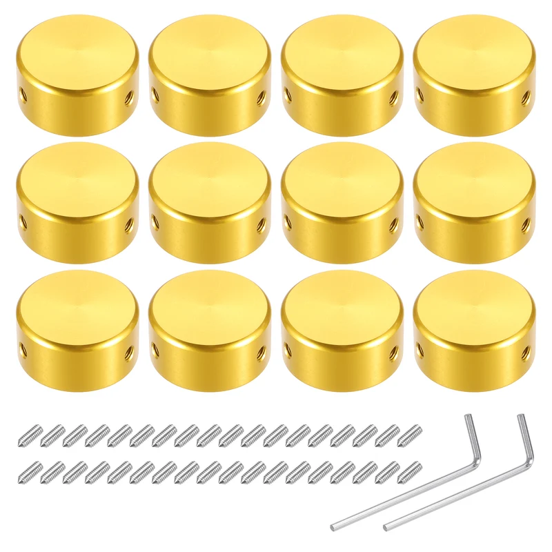 12 Pcs Footswitch Toppers Guitar Pedal Button Caps Footswitch Top Cover, Gold
