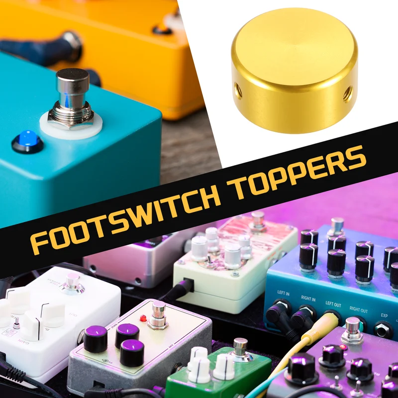 12 Pcs Footswitch Toppers Guitar Pedal Button Caps Footswitch Top Cover, Gold
