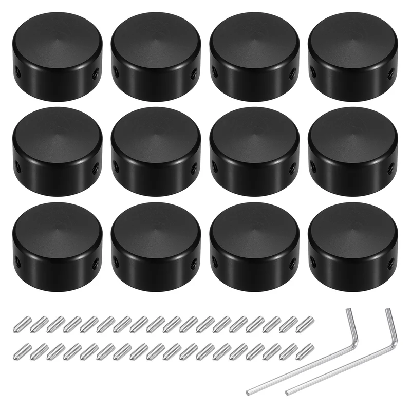 12 Pcs Footswitch Toppers Guitar Pedal Button Caps Footswitch Top Cover, Black