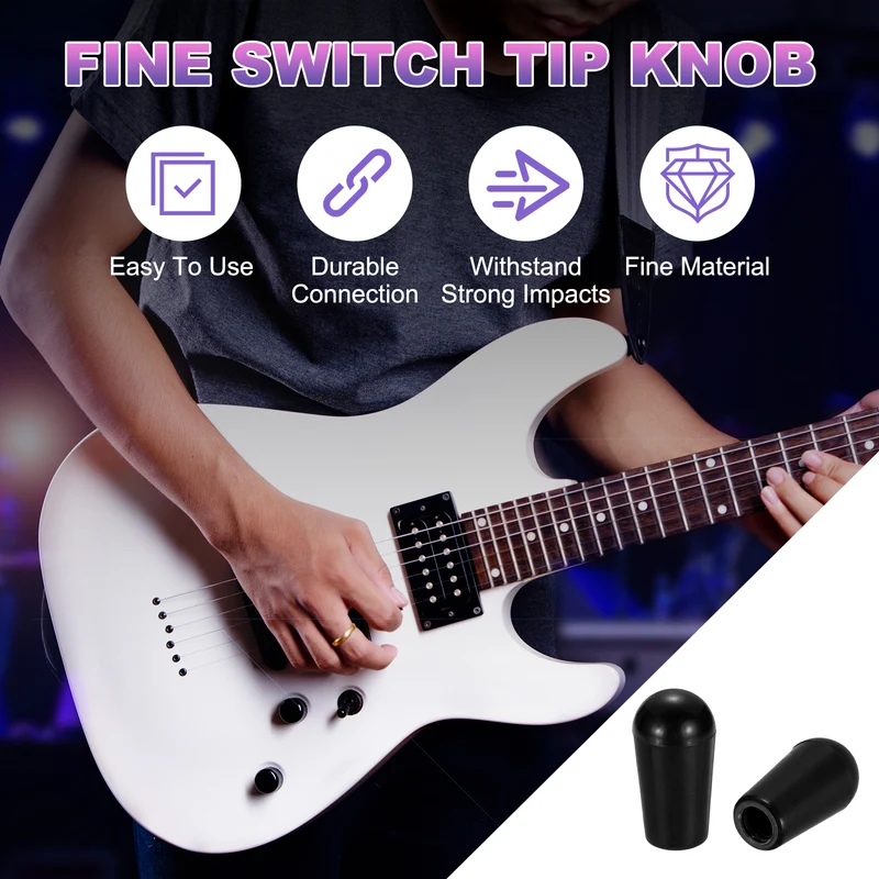 2 Pcs Switch Tip Knob for Electric Guitar, 8/32" Thread, Black
