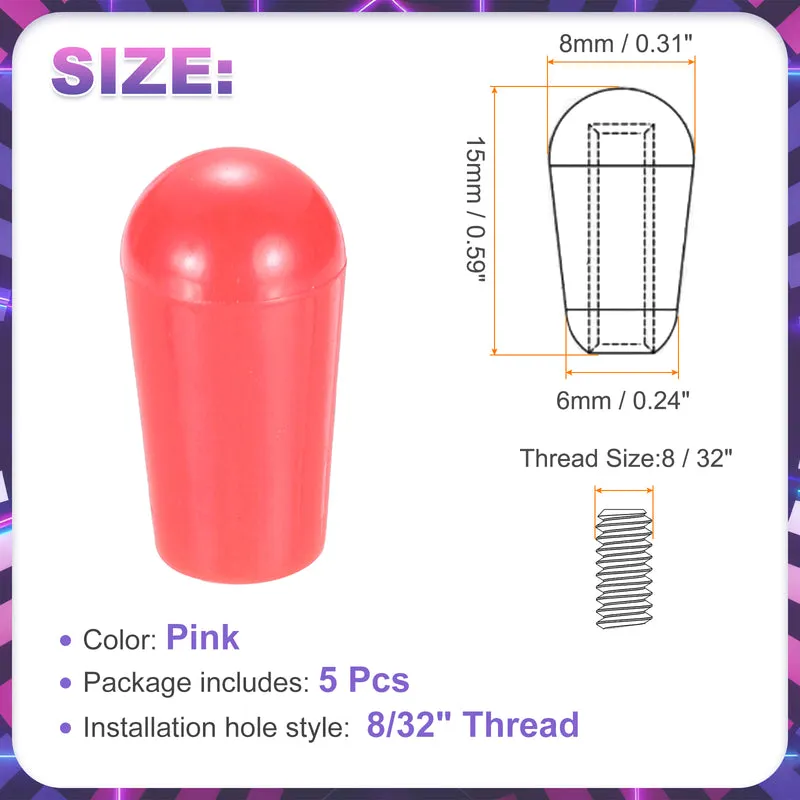 5 Pcs Switch Tip Knob for Electric Guitar, 8/32" Thread, Pink