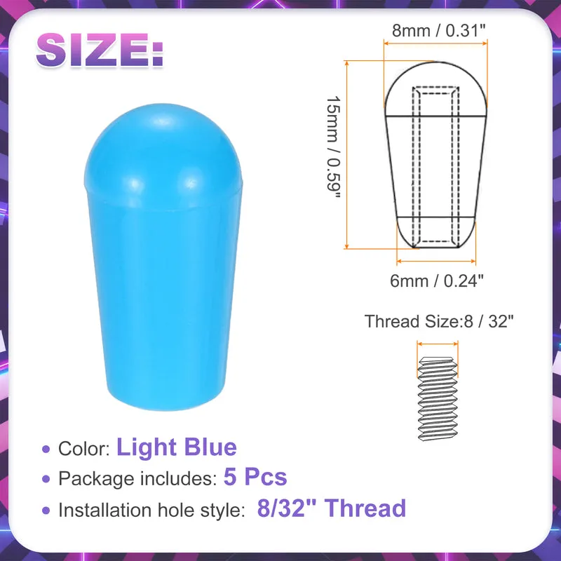5 Pcs Switch Tip Knob for Electric Guitar, 8/32" Thread, Light Blue