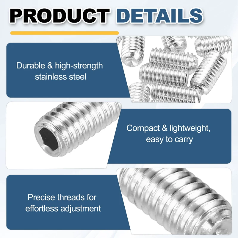 Guitar Bridge Saddle Height Adjustment Screws Metric M3x6 Silver 12pcs