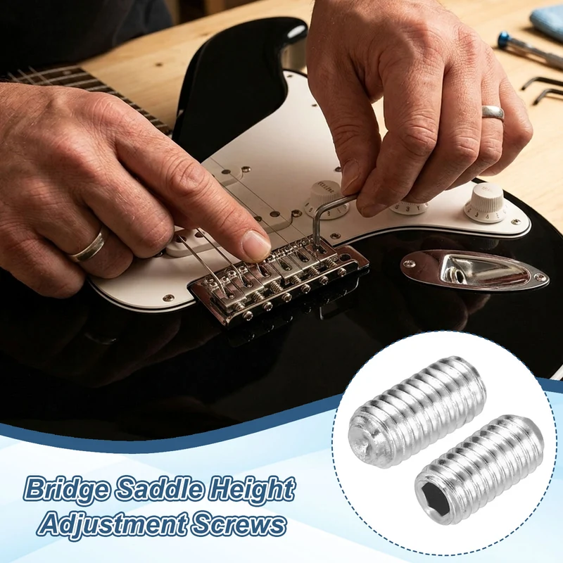 Guitar Bridge Saddle Height Adjustment Screws Metric M3x6 Silver 12pcs