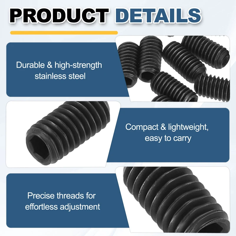 Guitar Bridge Saddle Height Adjustment Screws Metric M3x6 Black 12pcs