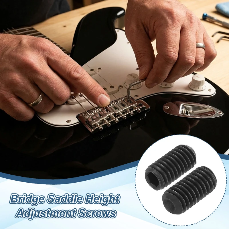 Guitar Bridge Saddle Height Adjustment Screws Metric M3x6 Black 12pcs