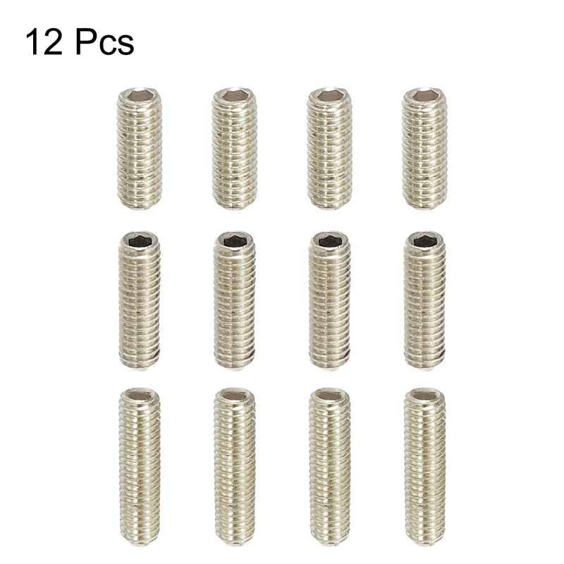 Guitar Bridge Saddle Height Adjustment Screws M3x8/10/12mm Silver 12pcs