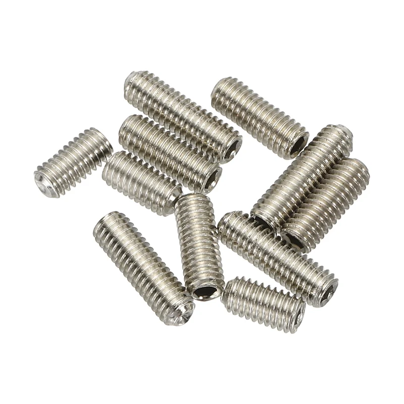 Guitar Bridge Saddle Height Adjustment Screws M3x6/8/10mm Silver 12pcs