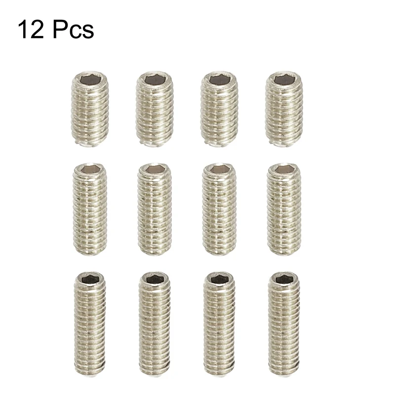 Guitar Bridge Saddle Height Adjustment Screws M3x6/8/10mm Silver 12pcs