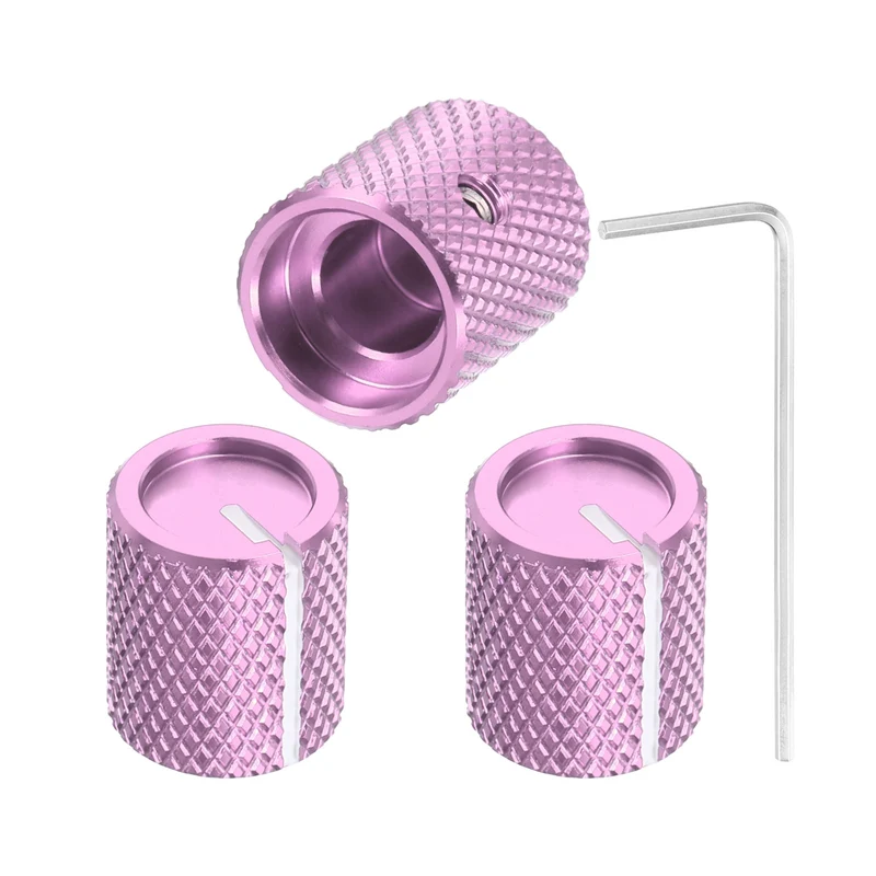 3Pcs Aluminum Guitar Potentiometer Knob W Wrench Set 6mm Purple