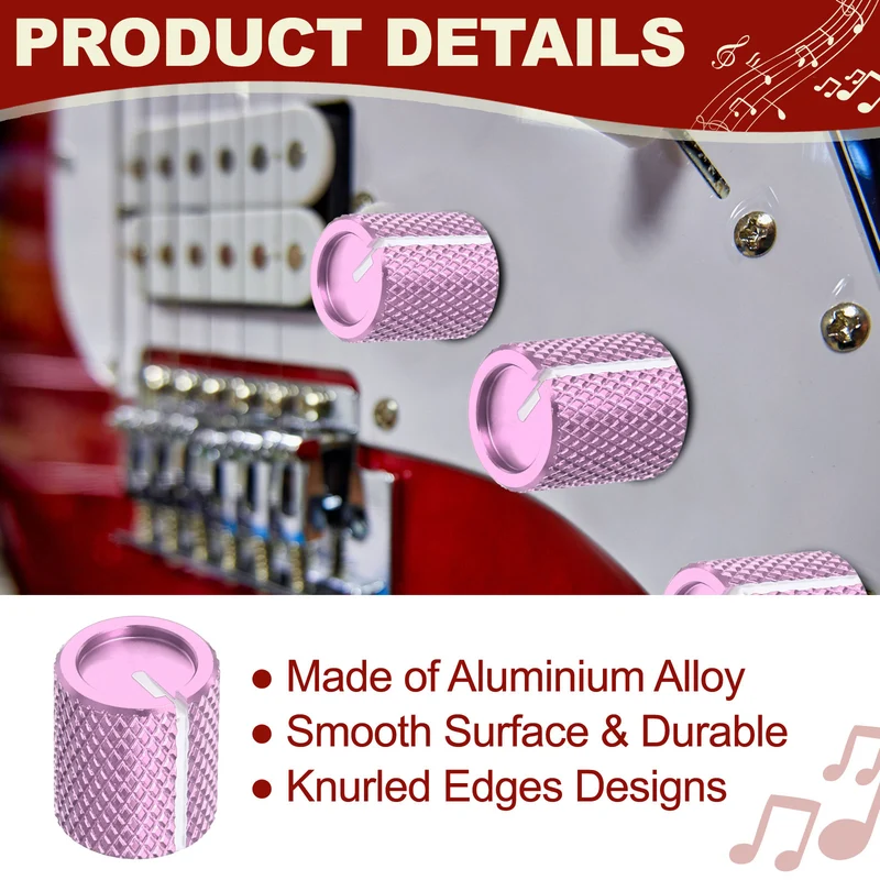 3Pcs Aluminum Guitar Potentiometer Knob W Wrench Set 6mm Purple