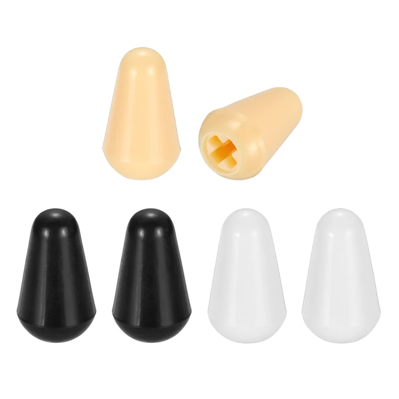 6 Pcs Switch Tip Knob for Electric Guitar, 3.7mm Cross Opening, 3 Colors