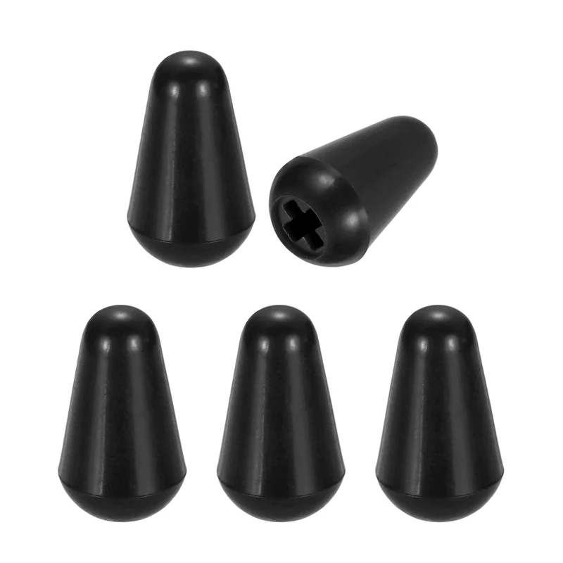 5 Pcs Switch Tip Knob for Electric Guitar, 3.7mm Cross Opening, Black