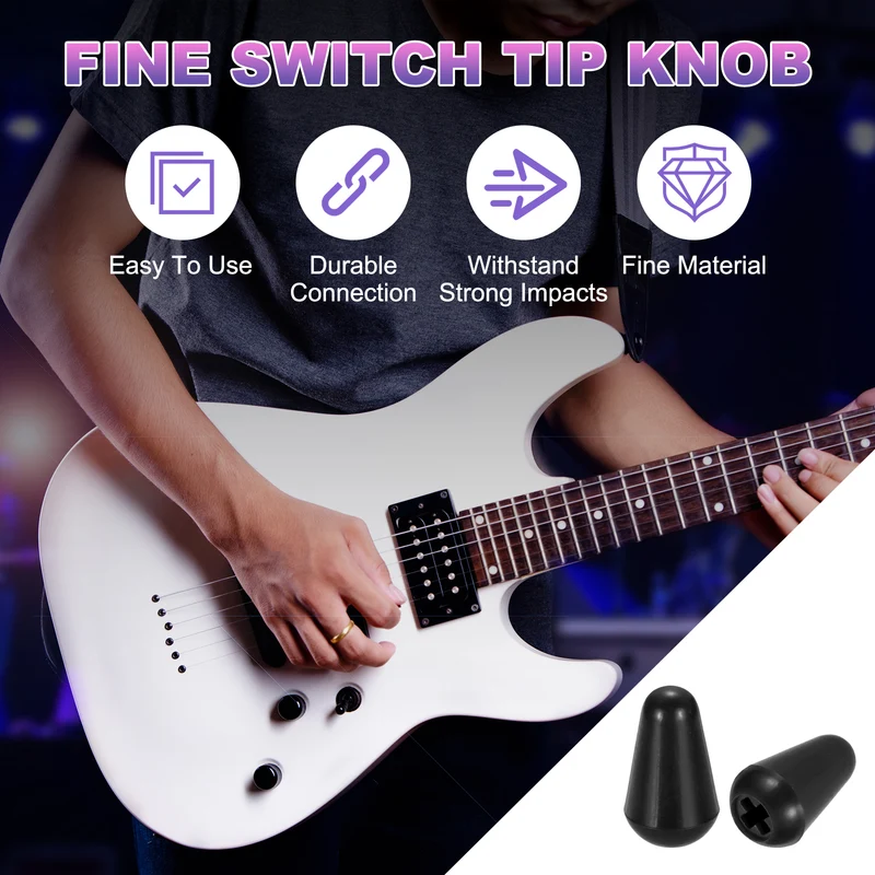 5 Pcs Switch Tip Knob for Electric Guitar, 3.7mm Cross Opening, Black