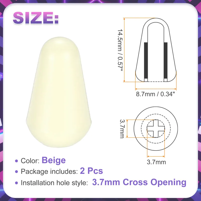 2 Pcs Switch Tip Knob for Electric Guitar, 3.7mm Cross Opening, Beige