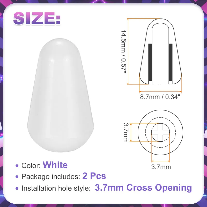 2 Pcs Switch Tip Knob for Electric Guitar, 3.7mm Cross Opening, White