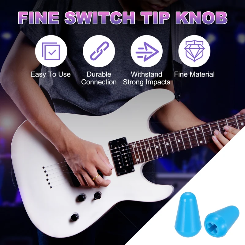 2 Pcs Switch Tip Knob for Electric Guitar, 3.7mm Cross Opening, Light Blue