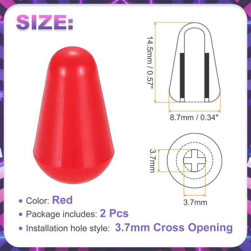 2 Pcs Switch Tip Knob for Electric Guitar, 3.7mm Cross Opening, Red