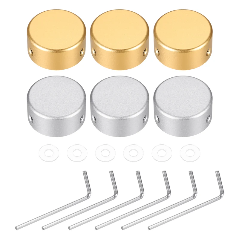 6 Pcs Footswitch Toppers Guitar Pedal Button Caps, Silver, Gold
