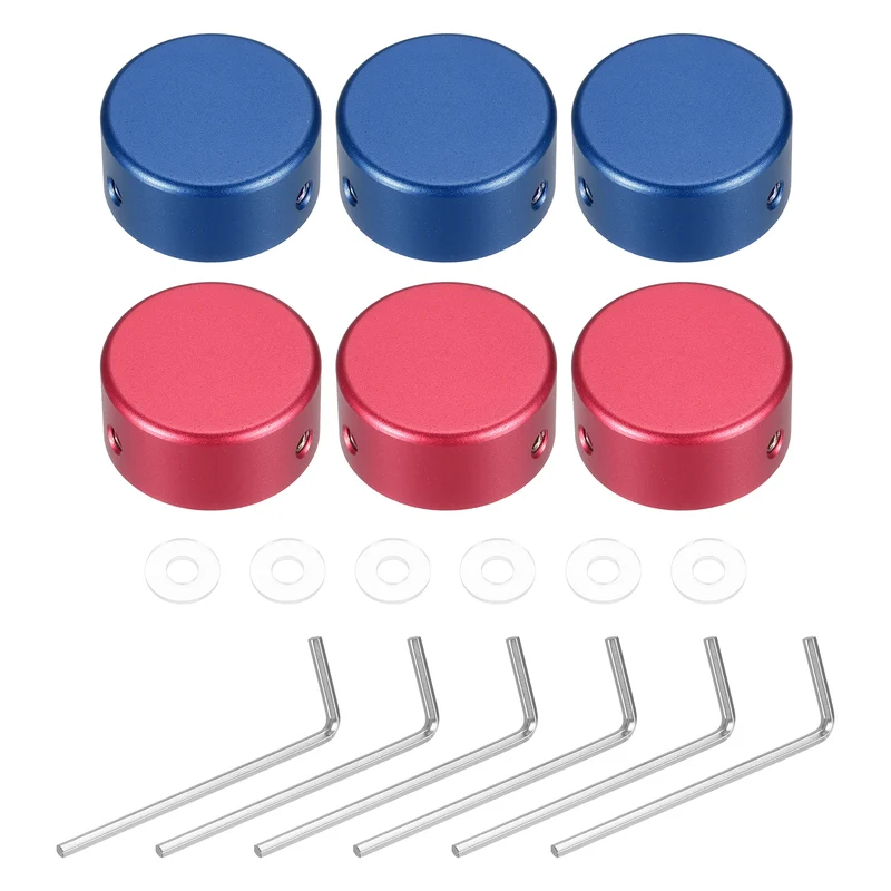 6 Pcs Footswitch Toppers Guitar Pedal Button Caps, Red, Dark Blue