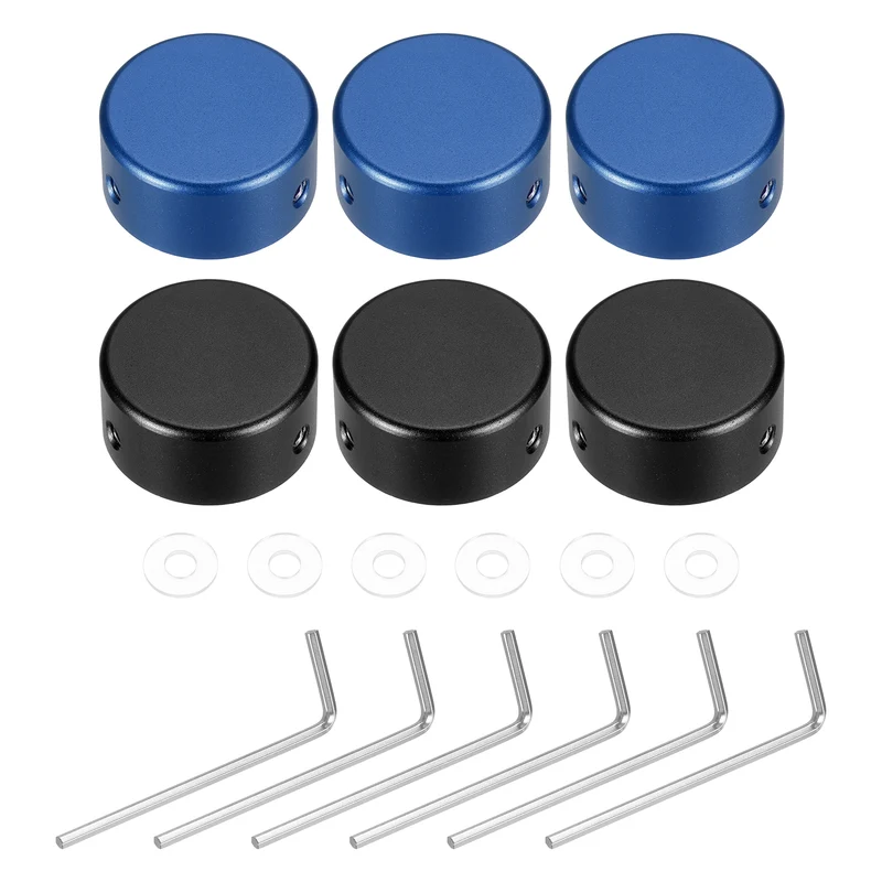 6 Pcs Footswitch Toppers Guitar Pedal Button Caps, Black, Dark Blue