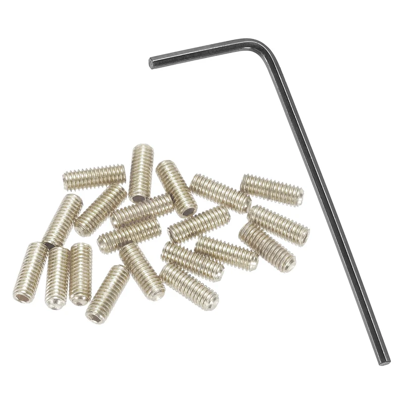 Guitar Bridge Saddle Height Adjustment Screws M3x8 Silver 20Pcs