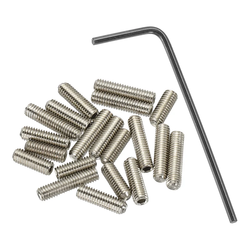 Guitar Bridge Saddle Height Adjustment Screws M3x8/10/12 Silver 20Pcs
