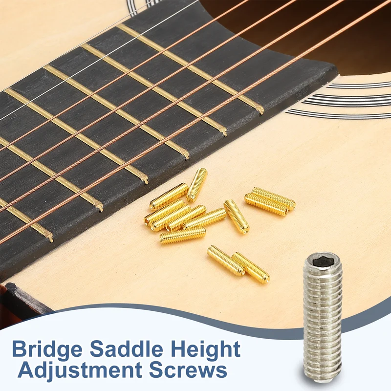 Guitar Bridge Saddle Height Adjustment Screws M3x8/10/12 Silver 20Pcs