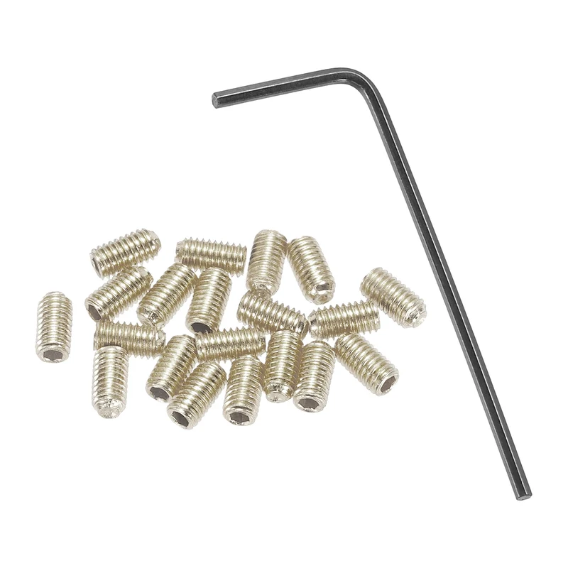 Guitar Bridge Saddle Height Adjustment Screws M3x6 Silver 20Pcs
