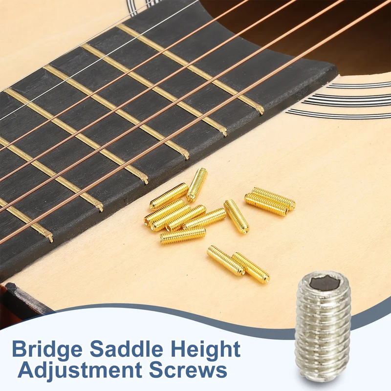 Guitar Bridge Saddle Height Adjustment Screws M3x6 Silver 20Pcs