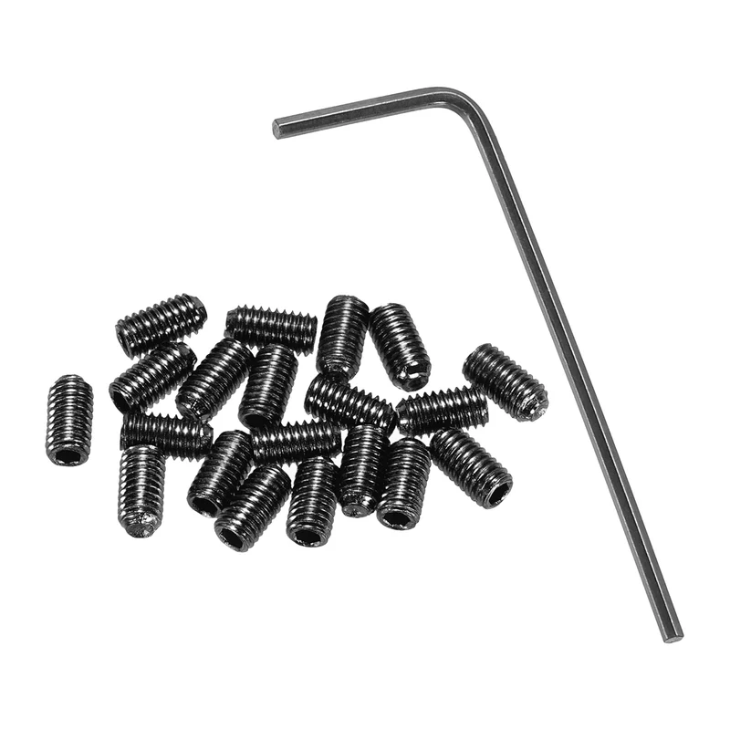 Guitar Bridge Saddle Height Adjustment Screws M3x6 Black 20Pcs