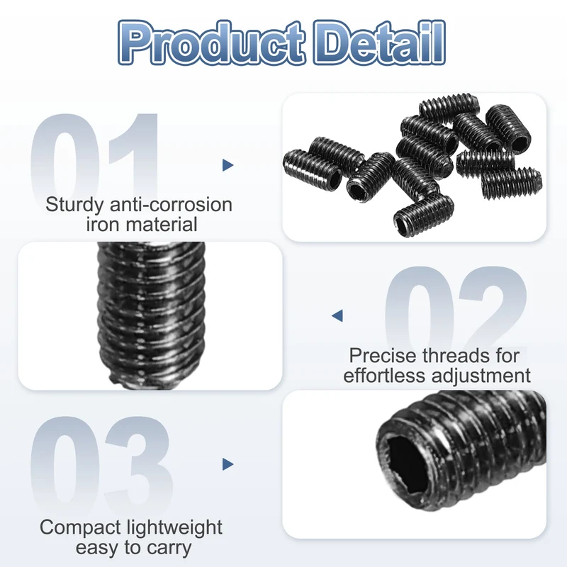 Guitar Bridge Saddle Height Adjustment Screws M3x6 Black 20Pcs