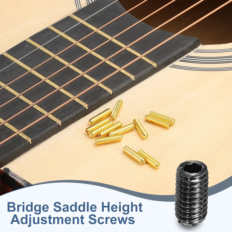 Guitar Bridge Saddle Height Adjustment Screws M3x6 Black 20Pcs