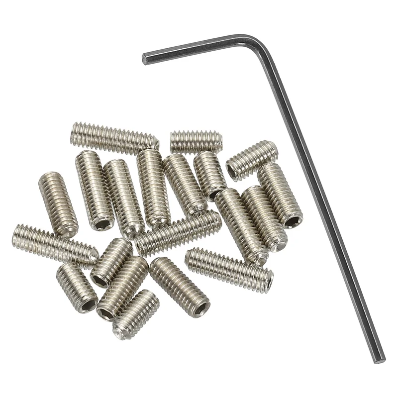 Guitar Bridge Saddle Height Adjustment Screws M3x6/8/10 Silver 20Pcs