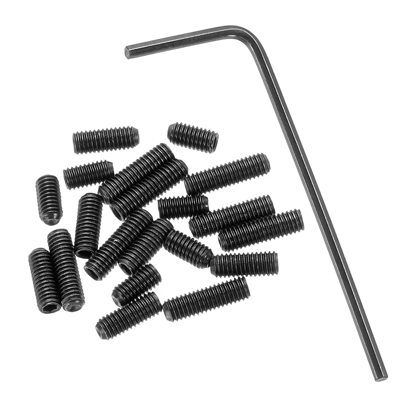 Guitar Bridge Saddle Height Adjustment Screws M3x6/8/10 Black 20Pcs