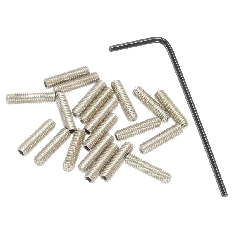 Guitar Bridge Saddle Height Adjustment Screws M3x12 Silver 20Pcs