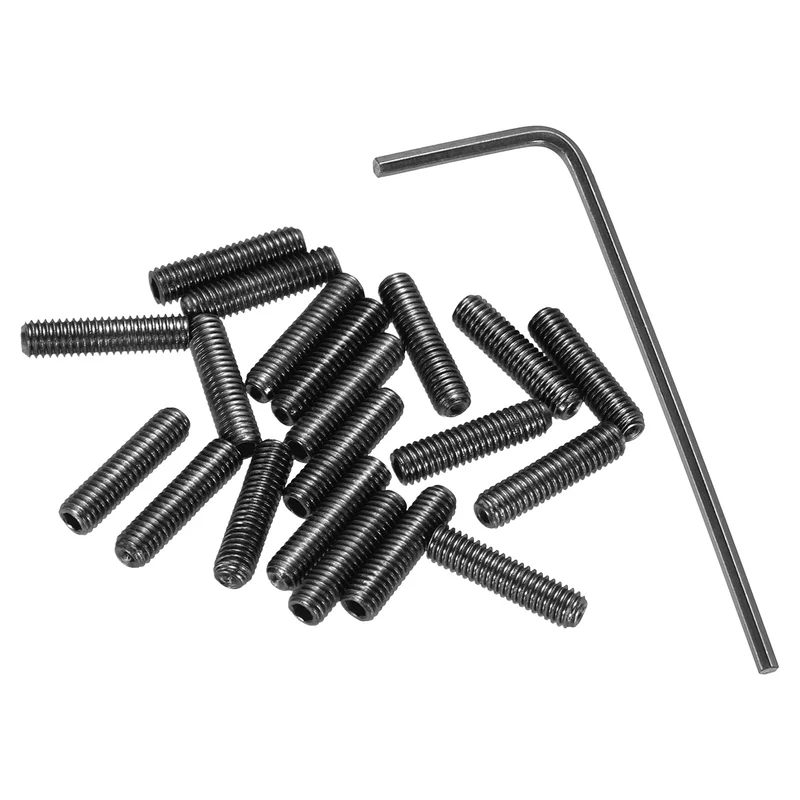 Guitar Bridge Saddle Height Adjustment Screws M3x12 Black 20Pcs