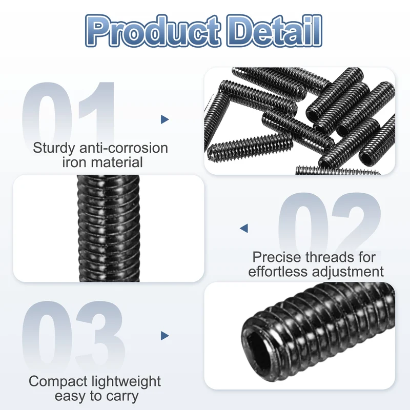 Guitar Bridge Saddle Height Adjustment Screws M3x12 Black 20Pcs