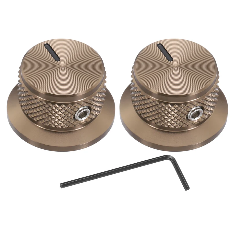 2pcs Aluminium Guitar Knobs with Wrench Set 1/4" Bronze
