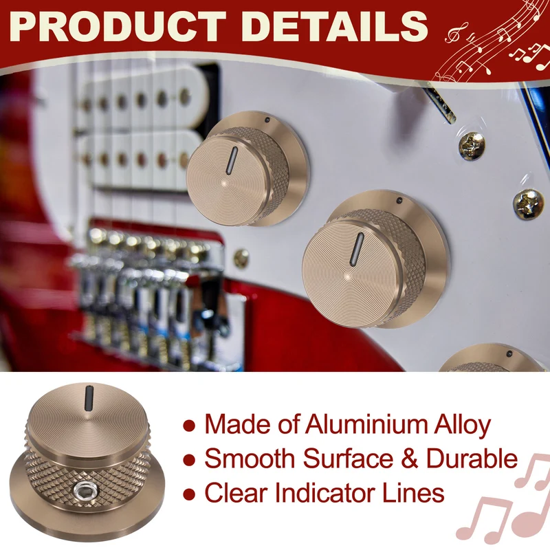 2pcs Aluminium Guitar Knobs with Wrench Set 1/4" Bronze