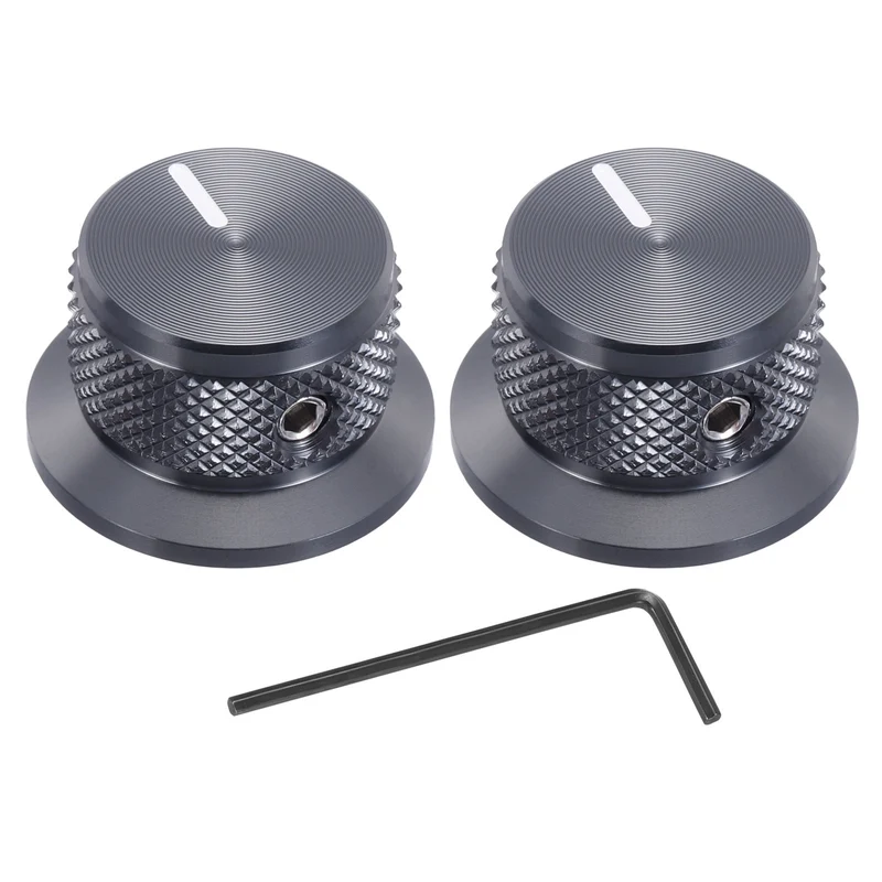 2pcs Aluminium Guitar Knobs with Wrench Set 1/4" Gray Blue