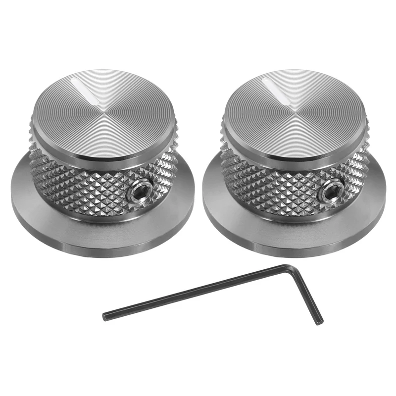 2pcs Aluminium Guitar Knobs with Wrench Set 1/4" Gray