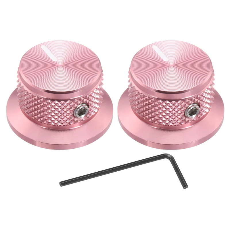 2pcs Aluminium Guitar Knobs with Wrench Set 1/4" Pink