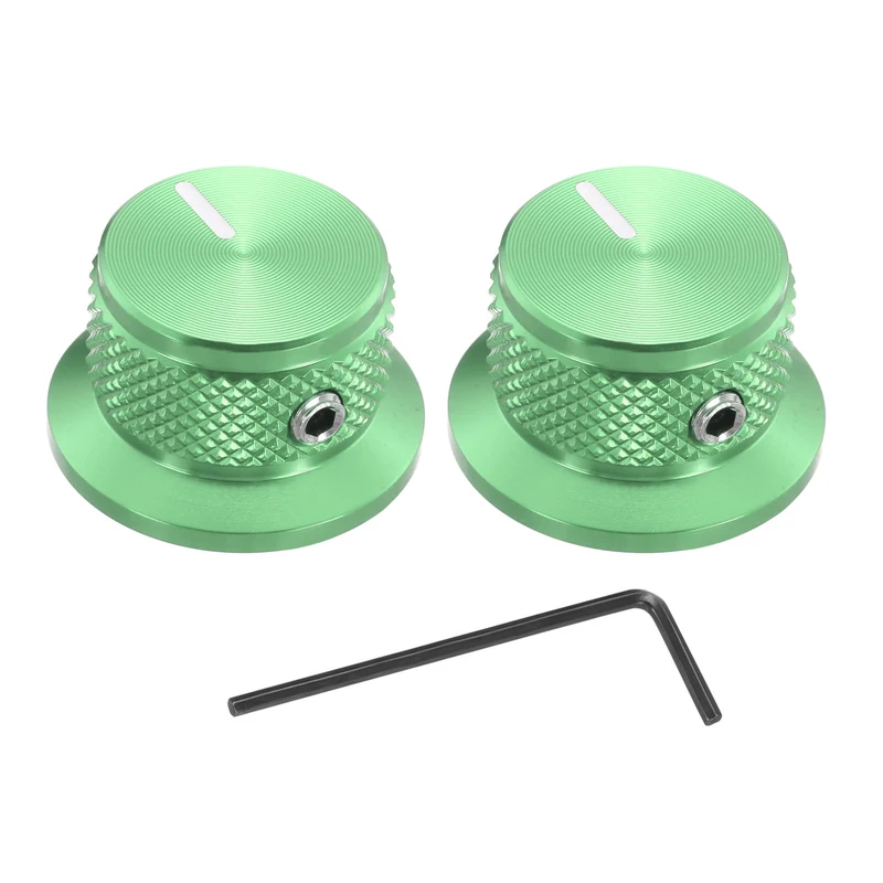 2pcs Aluminium Guitar Knobs with Wrench Set 1/4" Green