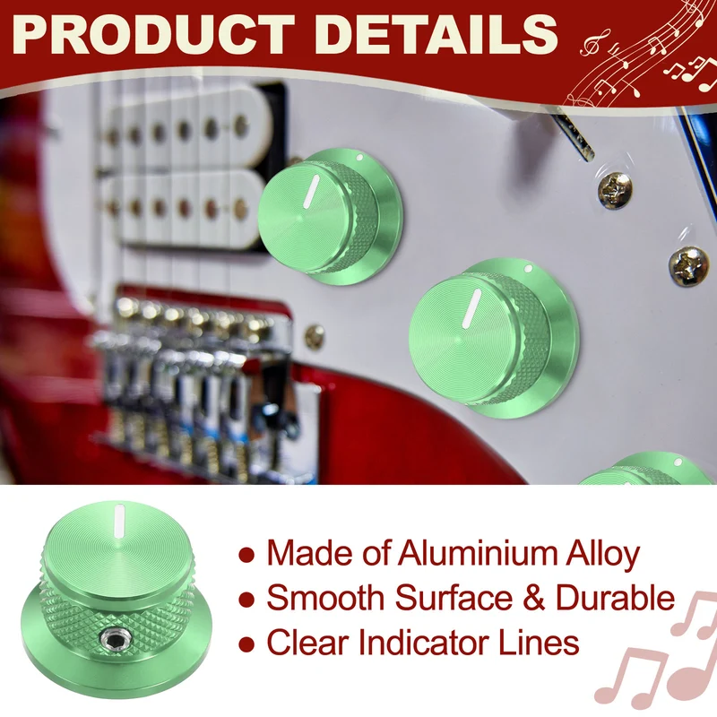 2pcs Aluminium Guitar Knobs with Wrench Set 1/4" Green