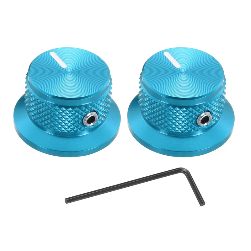 2pcs Aluminium Guitar Knobs with Wrench Set 1/4" Blue
