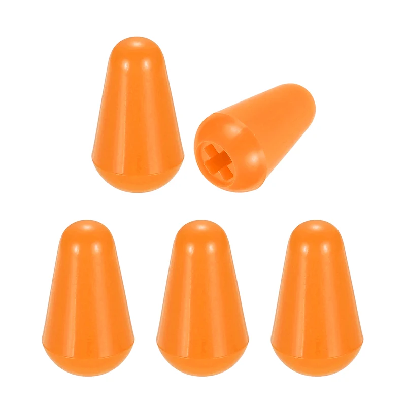 5 Pcs Switch Tip Knob for Electric Guitar, 3.7mm Cross Opening, Orange
