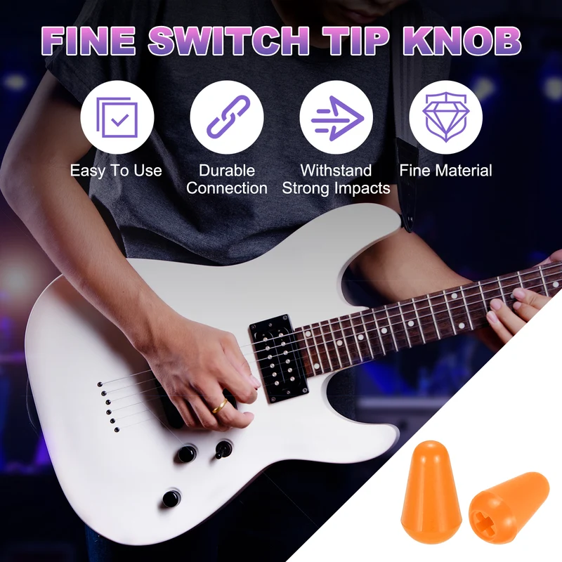 5 Pcs Switch Tip Knob for Electric Guitar, 3.7mm Cross Opening, Orange