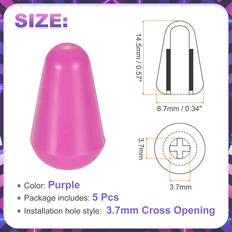 5 Pcs Switch Tip Knob for Electric Guitar, 3.7mm Cross Opening, Purple