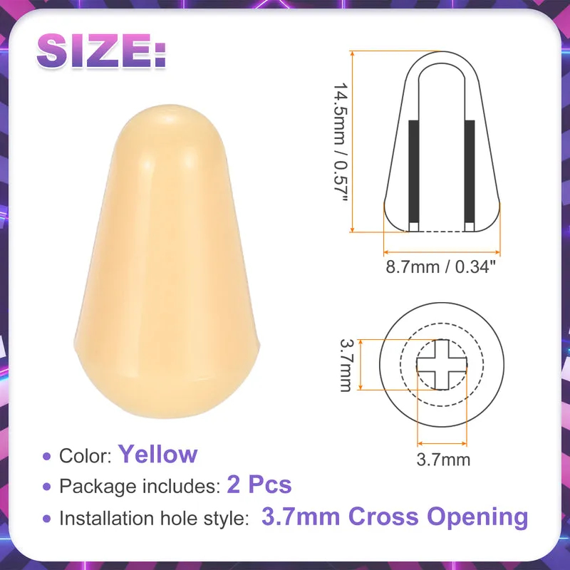 2 Pcs Switch Tip Knob for Electric Guitar, 3.7mm Cross Opening, Yellow